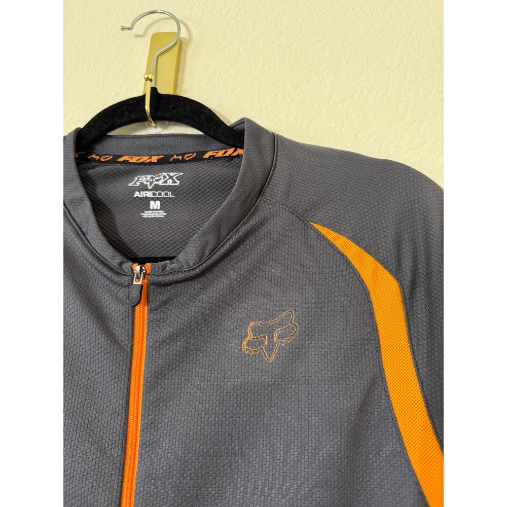 Fox Racing Cycling Jersey In Gray and Orange Air Cool Full Zip Top Size Medium - Picture 4 of 6